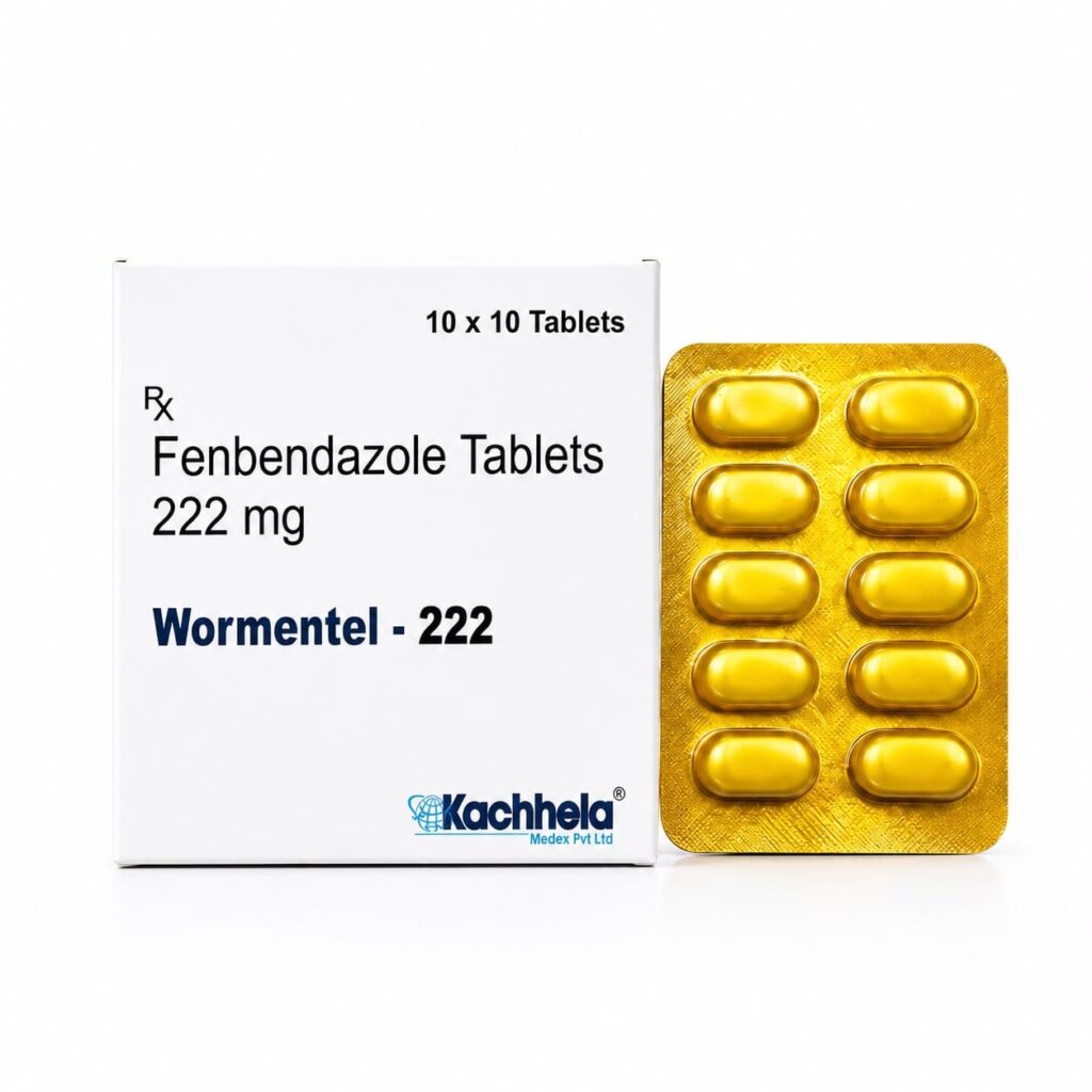 Illustration mit Informationen zu Fenbendazol 222 mg für Tiere