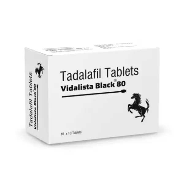 Illustration mit Informationen zu Vidalista Black 80 mg und Tadalafil
